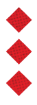 Three red diamond shapes stacked vertically on a white background. Descripci n generada con IA