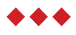 Three red diamond shapes with a subtle checkered pattern are evenly spaced on a white background. Descripci n generada con IA
