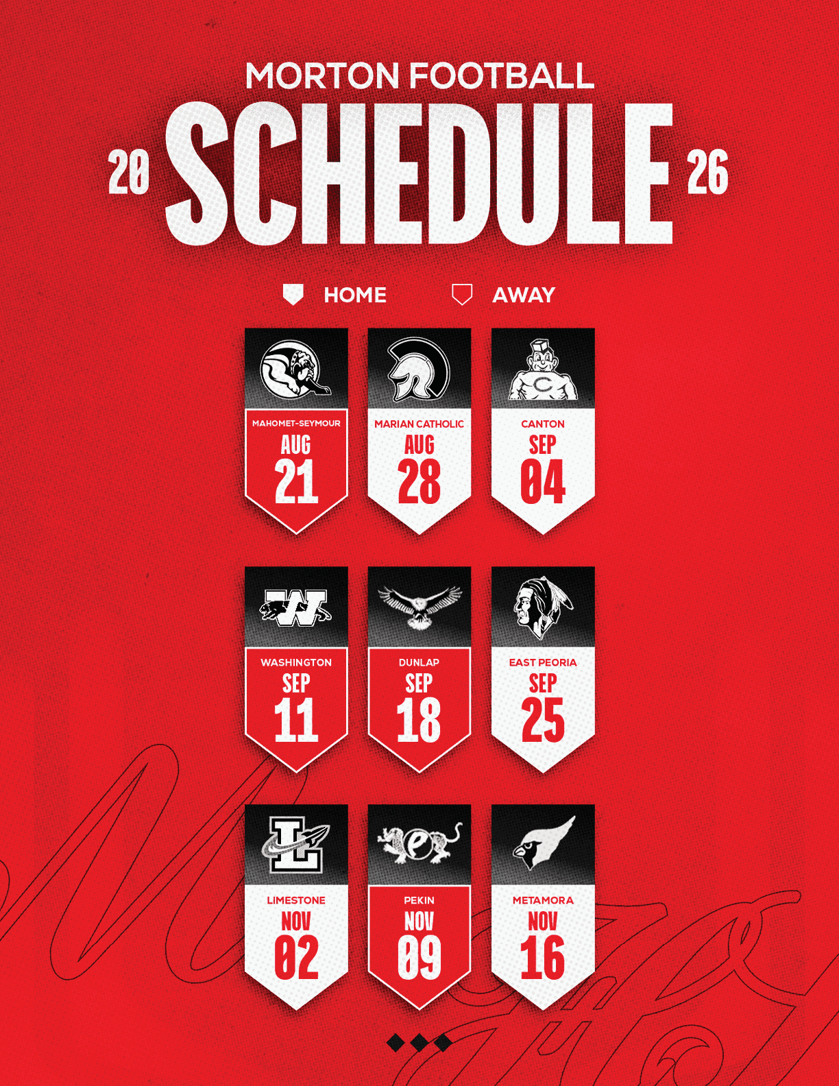 The Woodlands College Park Football 2026 schedule displays home and away games with team logos and dates in a dark blue and white design. Descripci n generada con IA