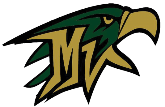 A green and yellow eagle with the letters M and M on its chest. Description generated by AI