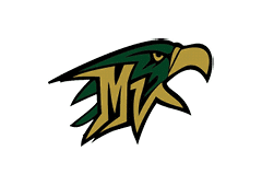 A green and yellow bird with the letters M and M on its chest. Description generated by AI