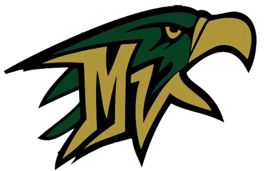 A green and yellow eagle with the letters M and M on its chest. Description generated by AI