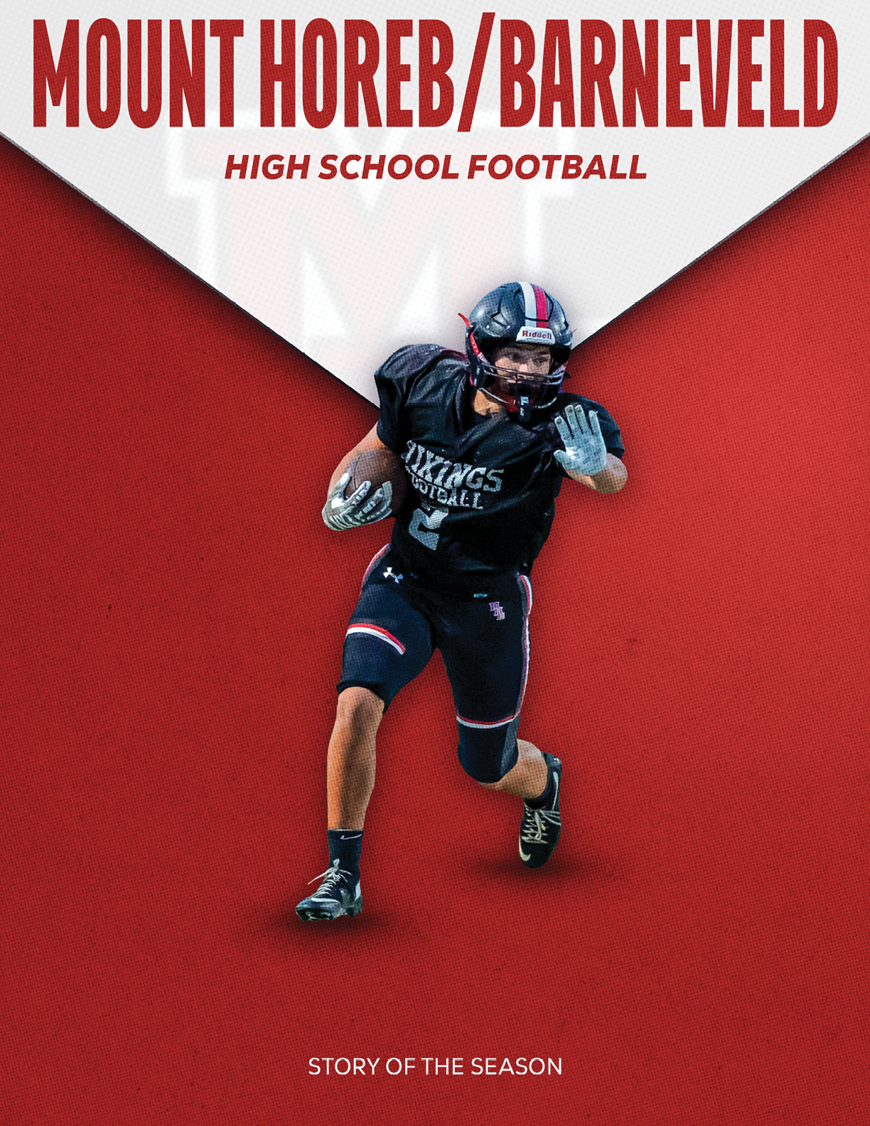 A football player running with a football. Description generated by AI