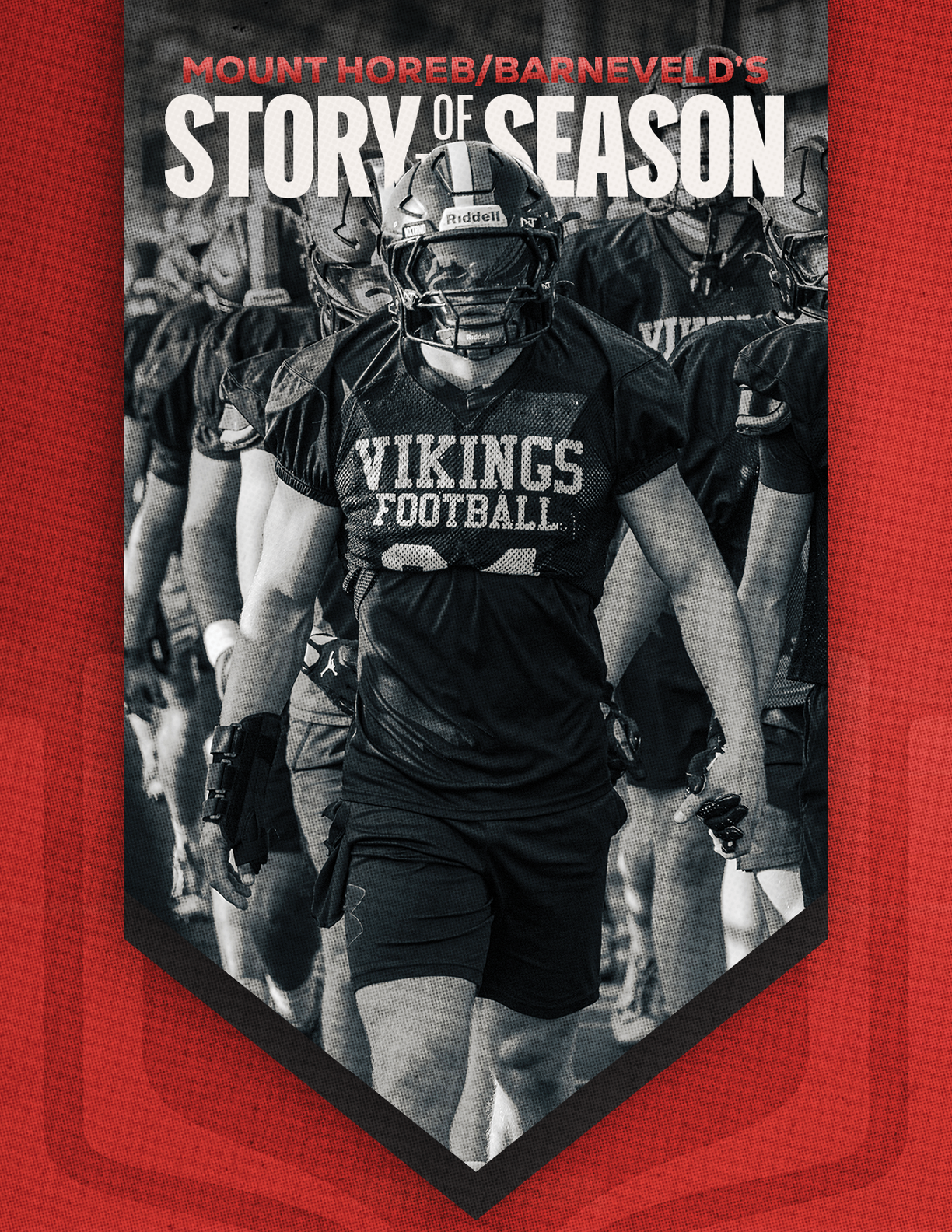 A football player wearing a helmet and a black jersey with the word Vikings on it. Description generated by AI