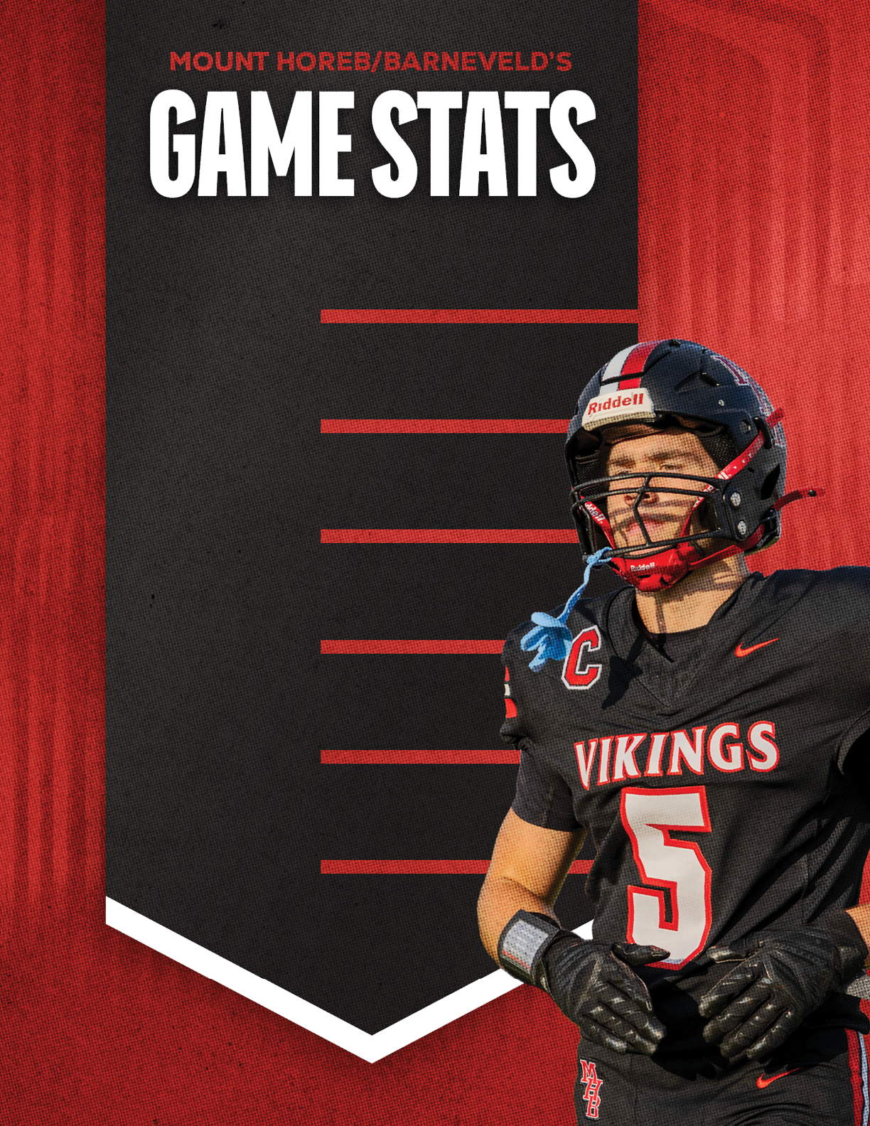 A football player wearing a black jersey with the number 5 on it. Description generated by AI