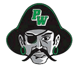 A pirate logo with a green W on it. Description generated by AI