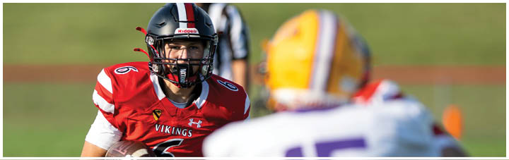 A football player wearing a red jersey with the number 15. Description generated by AI
