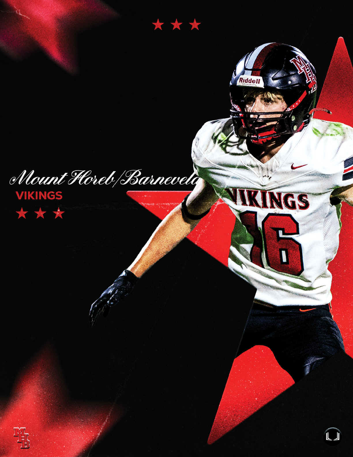 A football player wearing a white jersey with the number 16. Description generated by AI