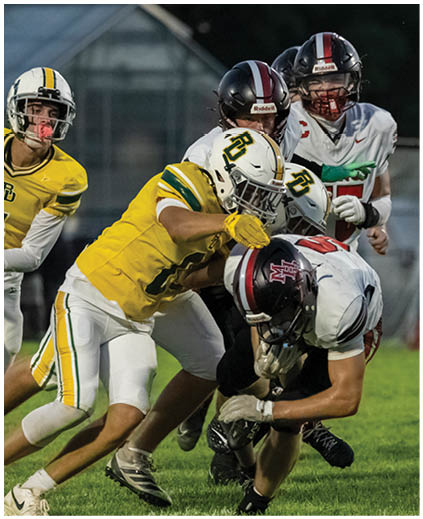 A group of football players on a field. Description generated by AI