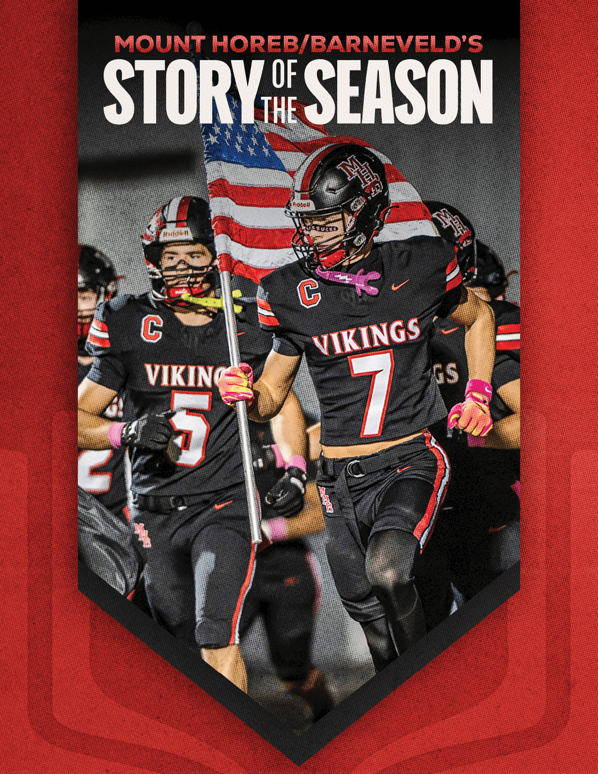 A football player wearing a helmet and jersey with the number 5 on it. Description generated by AI