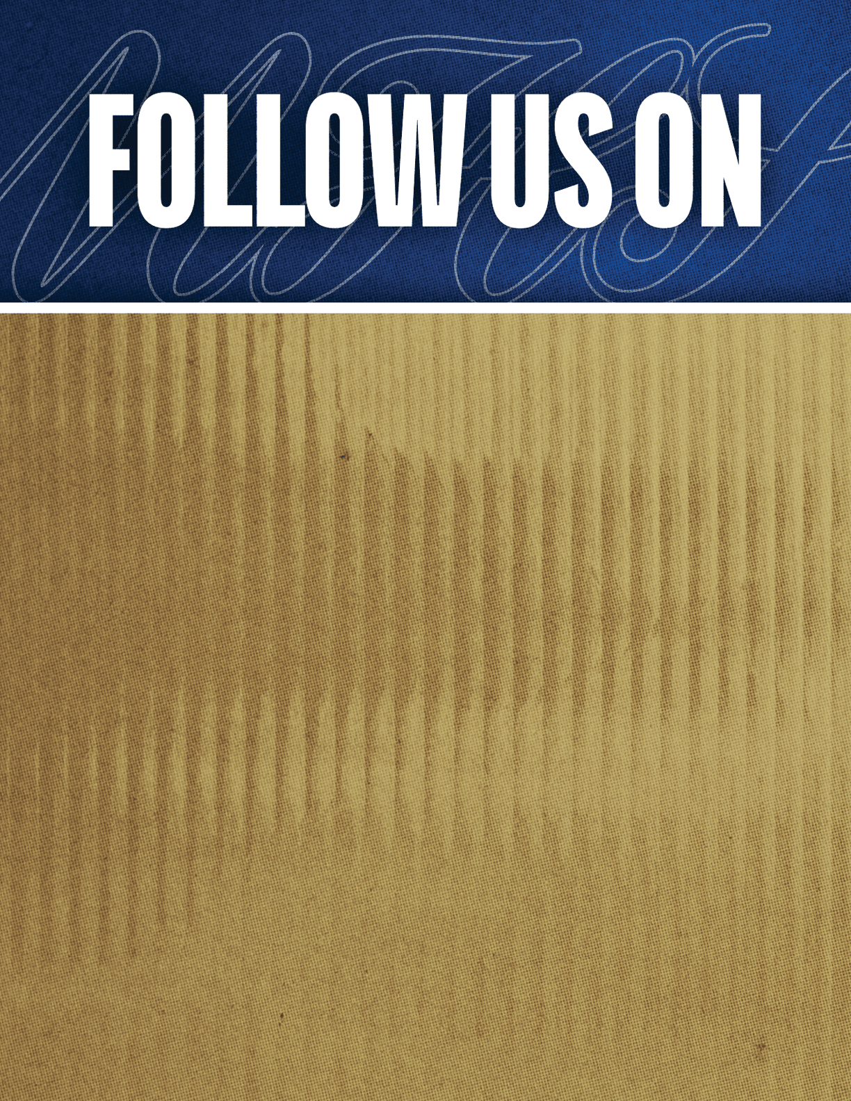 A black and red sign that says Follow Us On. Description generated by AI