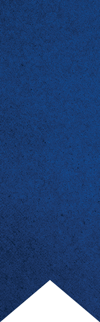 A blue textured ribbon with a pointed end on a white background. Description generated by AI