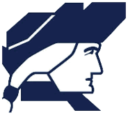 A stylized navy blue profile of a person wearing a tricorne hat facing right. Description generated by AI
