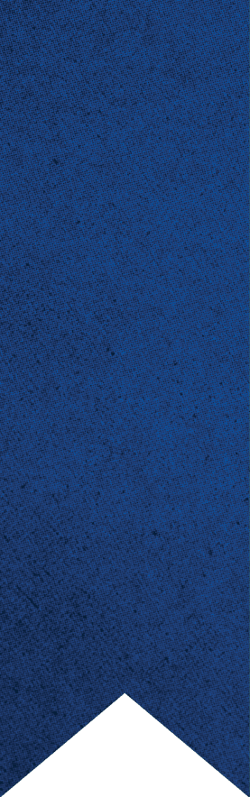 A blue textured ribbon with a pointed end on a white background. Description generated by AI