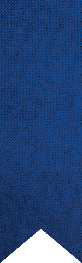 A blue textured ribbon with a pointed end on a white background. Description generated by AI