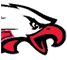 A stylized eagle head logo with bold black outlines and red accents. Description generated by AI