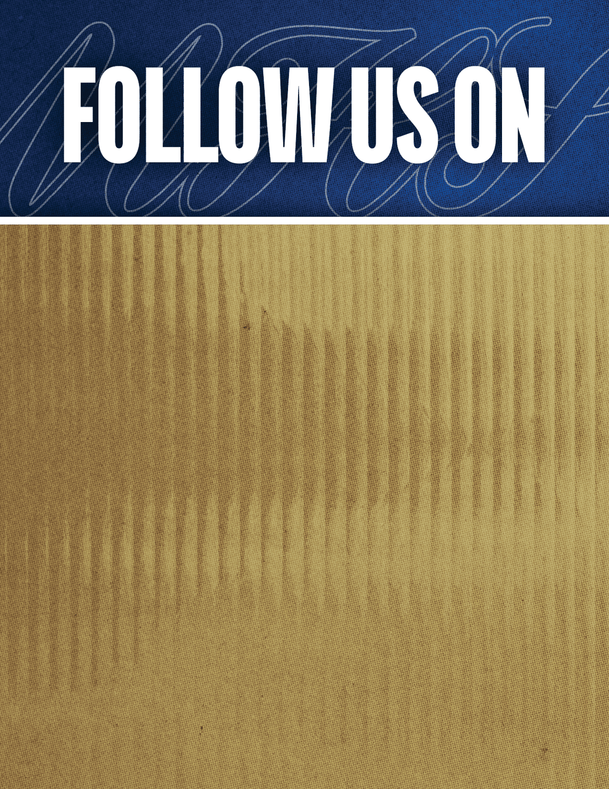 A black and red sign that says Follow Us On. Description generated by AI
