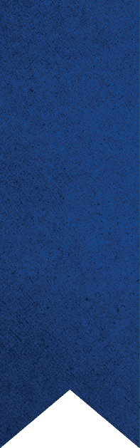 A blue textured ribbon with a pointed end on a white background. Description generated by AI