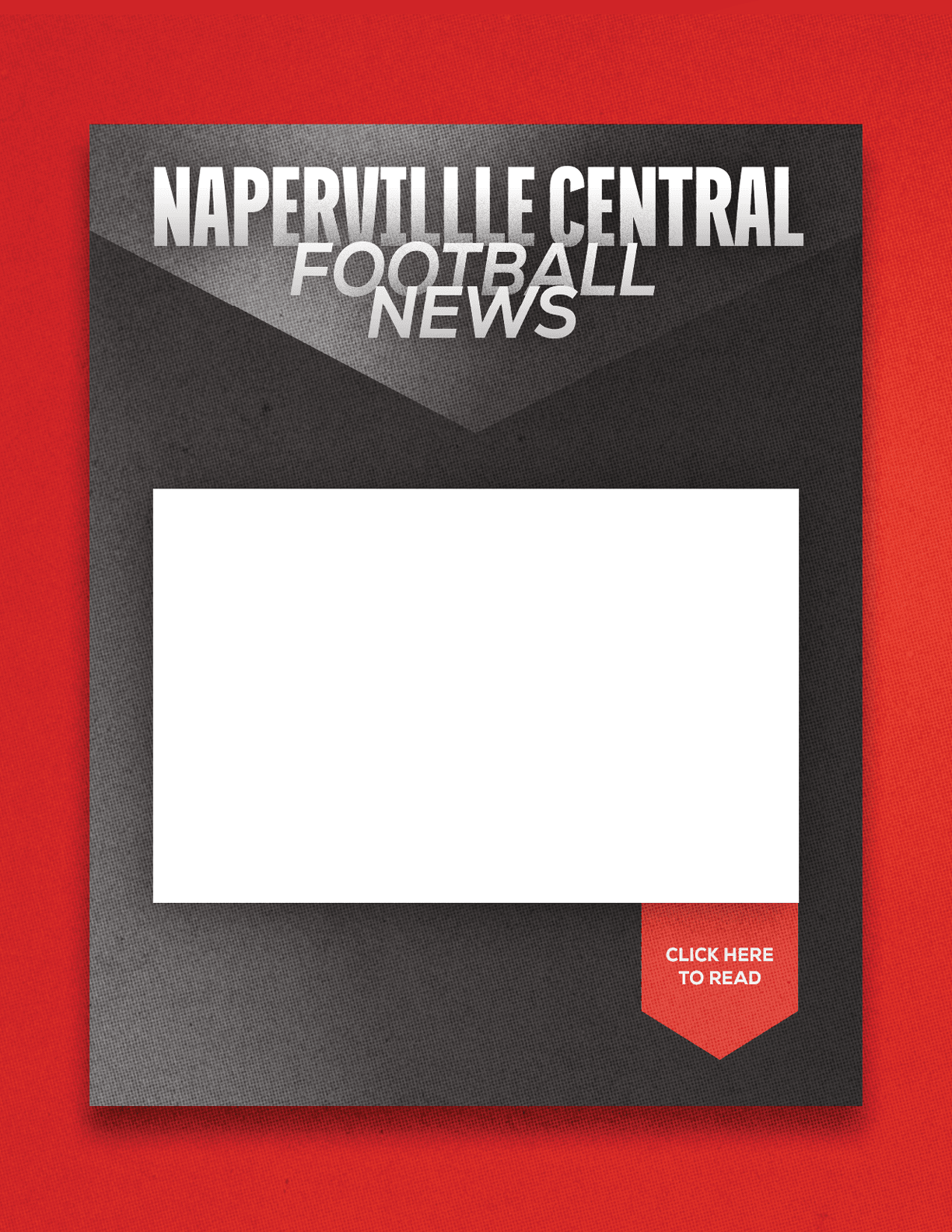 A red and blue sign with a blank space for a headline. Description generated by AI