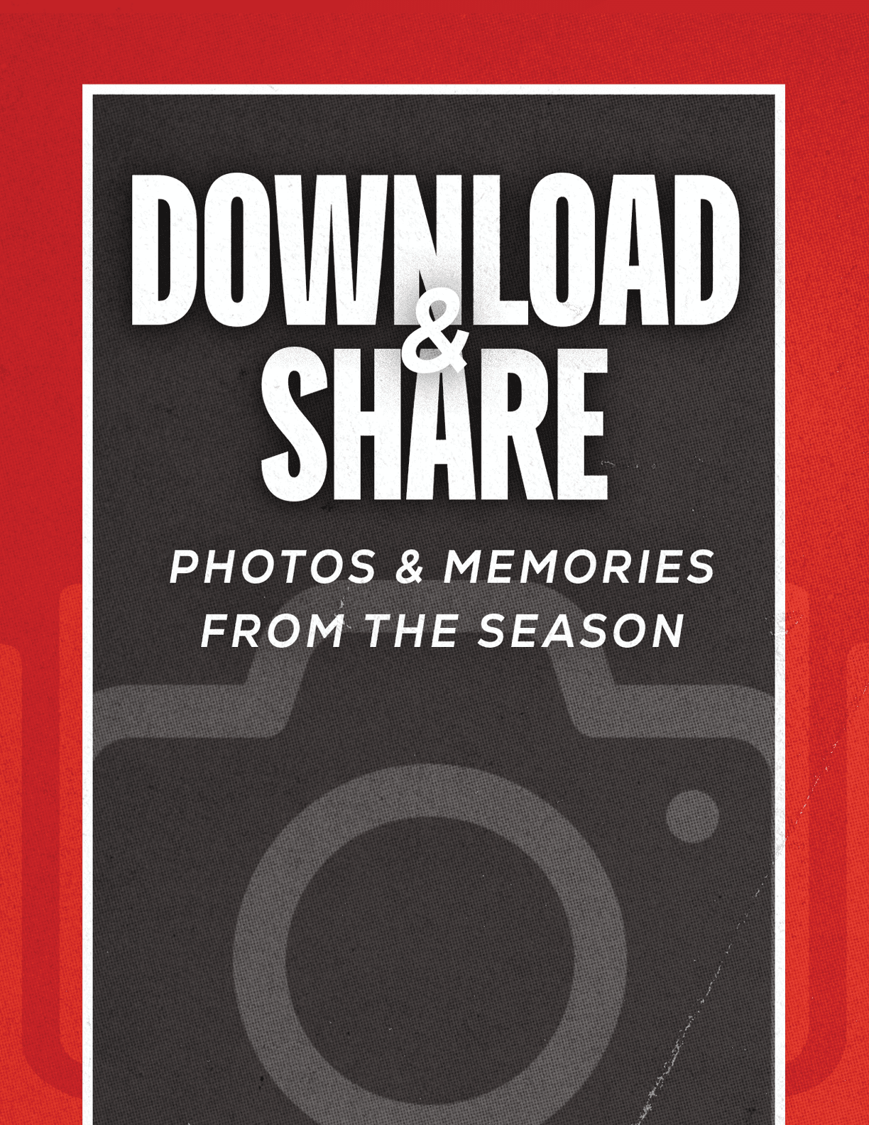 A red and blue poster with a camera on it. Description generated by AI