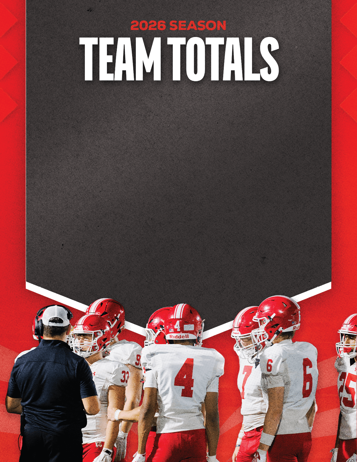 A group of football players standing on a field. Description generated by AI