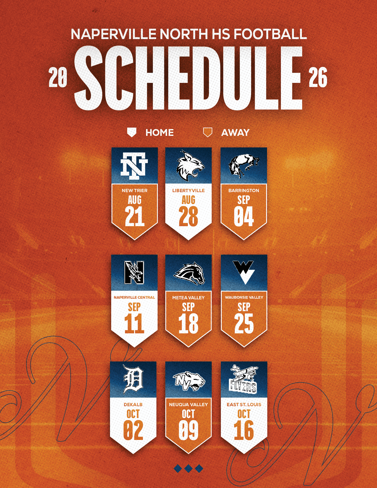 A red and white schedule for Sun Prairie East Football. Description generated by AI
