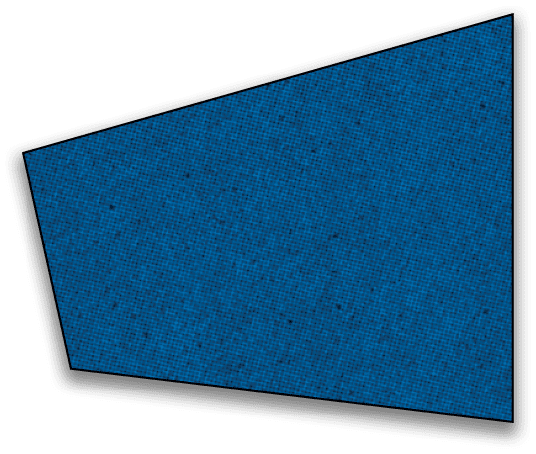 A dark trapezoidal shape with diagonal striped patterns and a subtle shadow on a white background. Description generated by AI