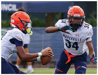 A group of football players on a field. Description generated by AI