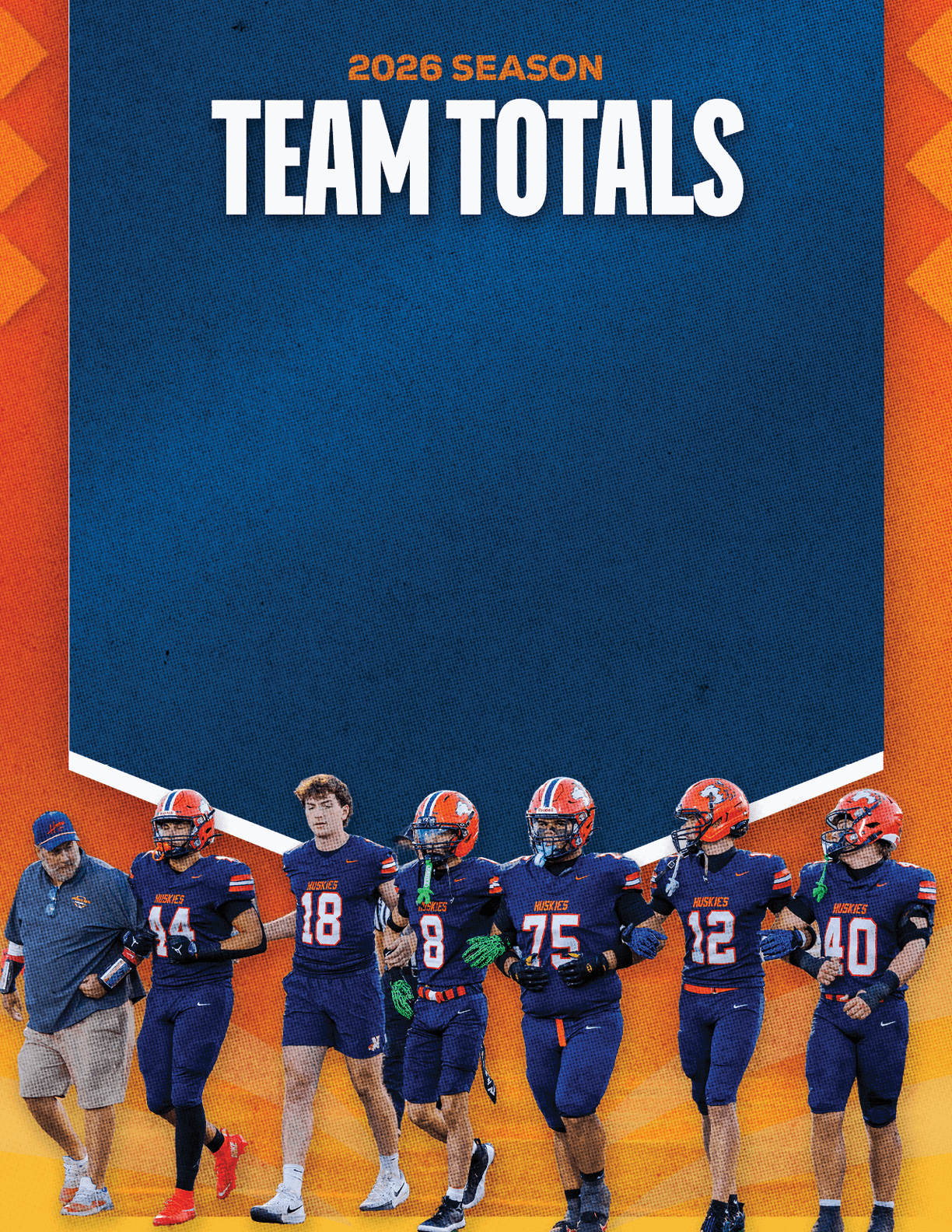 A group of football players standing on the field. Description generated by AI