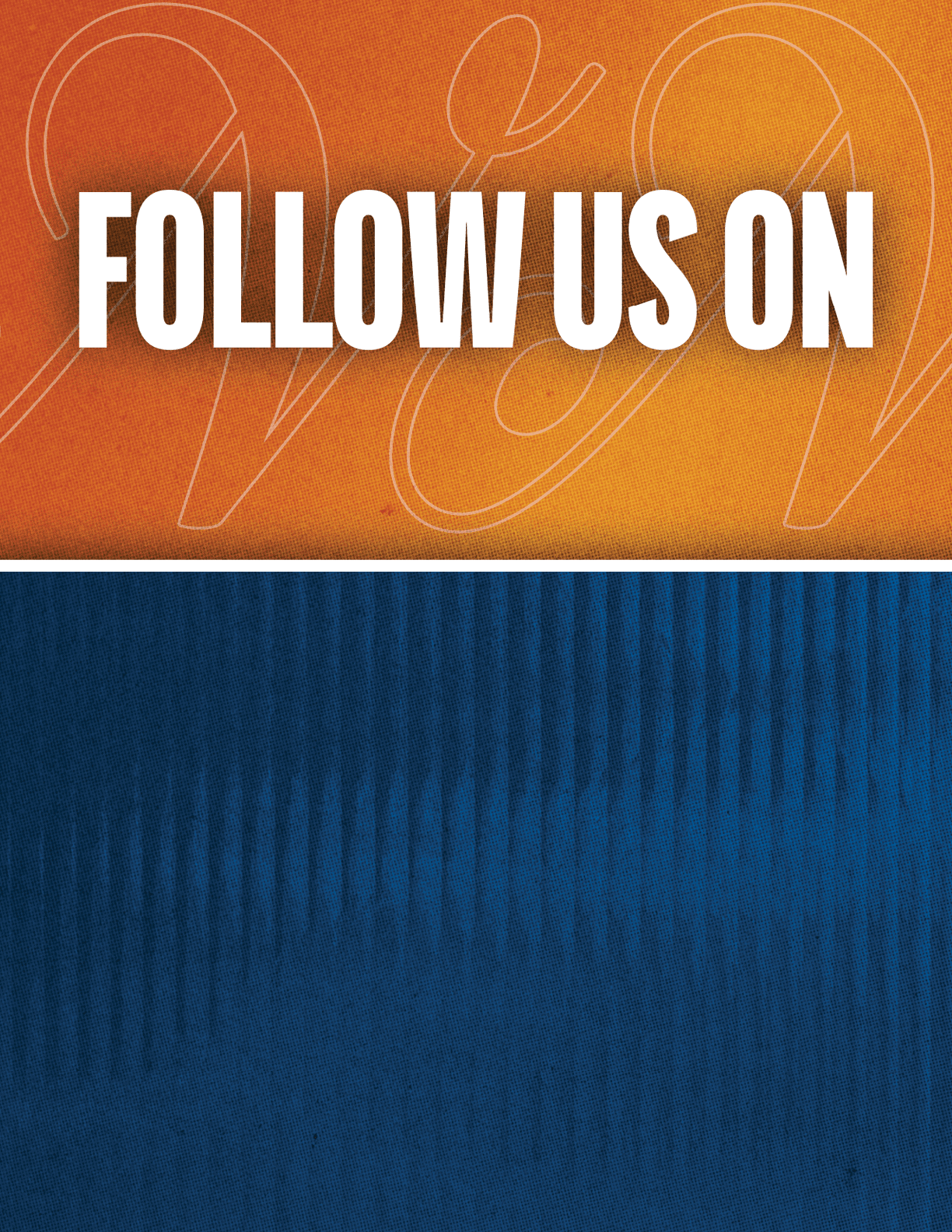 A black and red sign that says Follow Us On. Description generated by AI