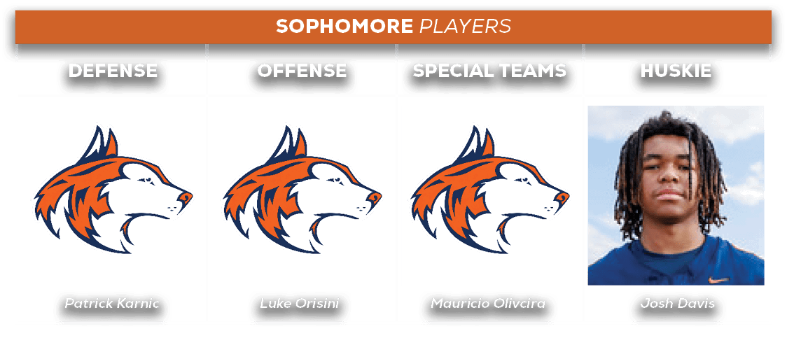 sophomore players,HUSKIE,SPECIAL TEAMS,offense,defens