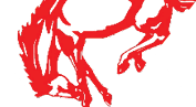 A blue and white bull head. Description generated by AI