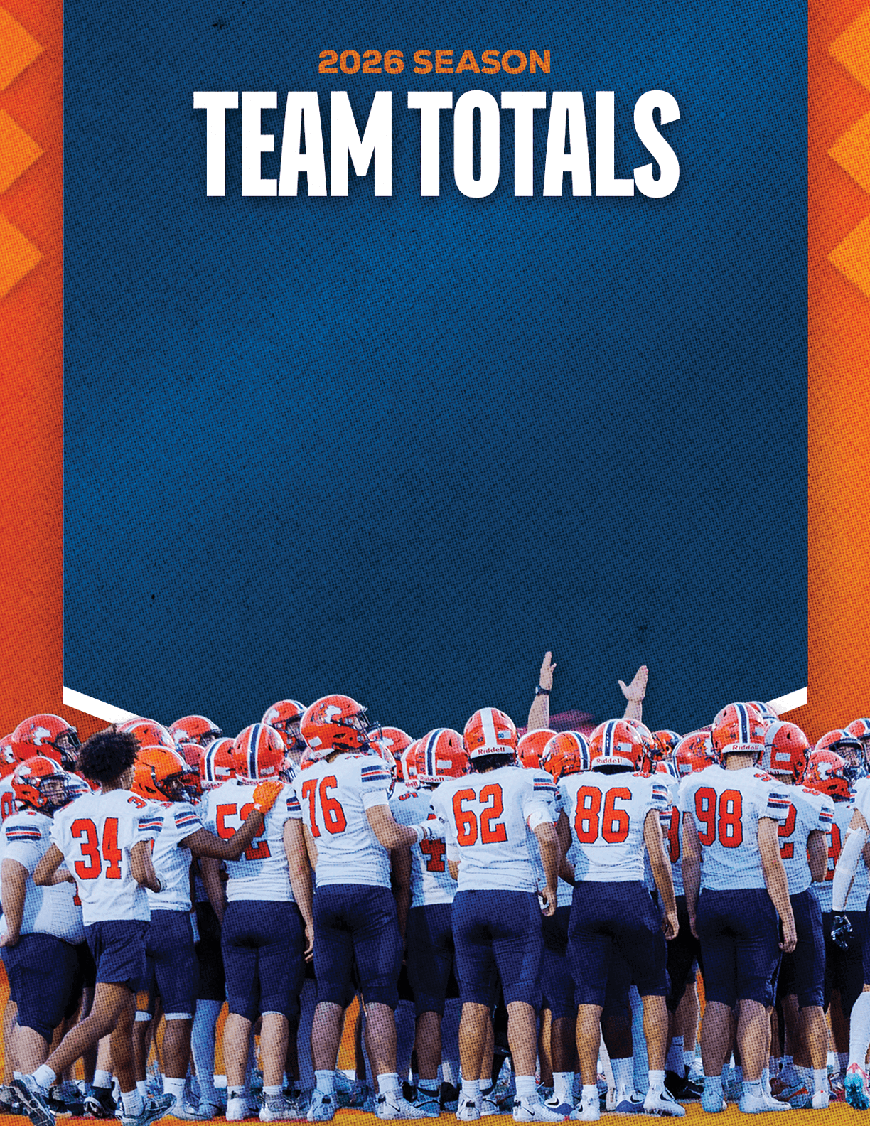 A group of football players standing on the field. Description generated by AI