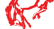 A blue and white bull head. Description generated by AI
