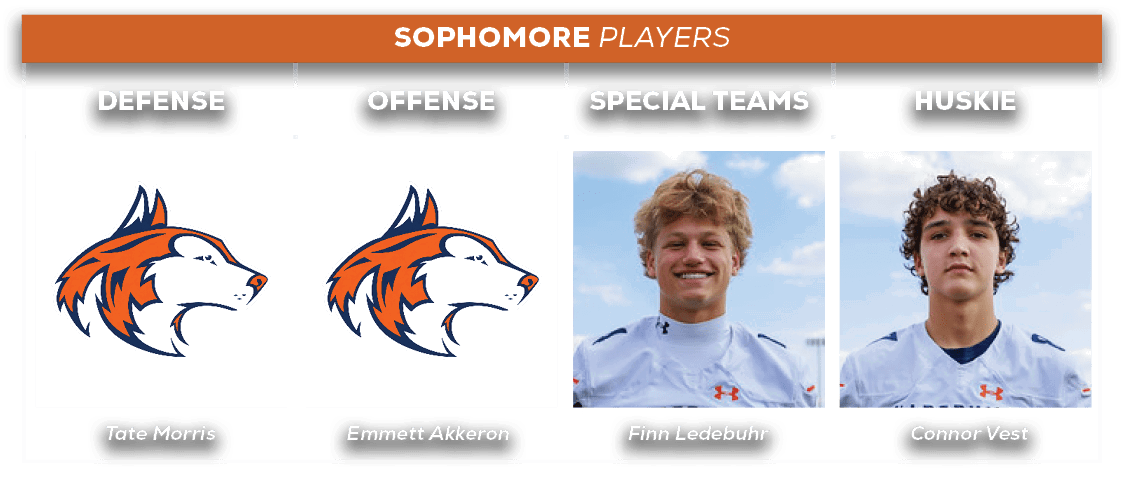 sophomore players,HUSKIE,SPECIAL TEAMS,offense,defens