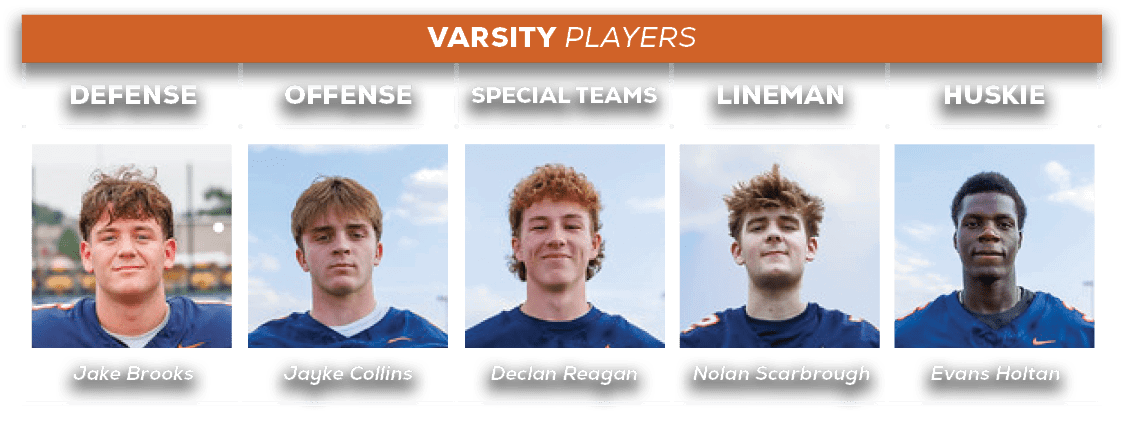 varsity players,HUSKIE,lineman,SPECIAL TEAMS,offense,defens