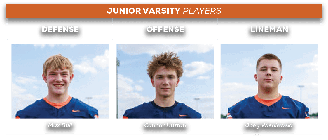 JUNIOR VARSITY players,Joey Wisniewski,Connor Hutton,Max Bull,LINEMAN,offense,defens
