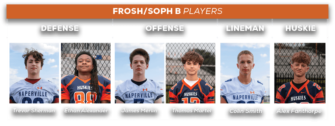 frosh/soph b players,Colin Smith,Alex Fanthorpe,Thomas Martel,Ethan Alexander,James Merlin,Trevor Sherman ,HUSKIE,lin...