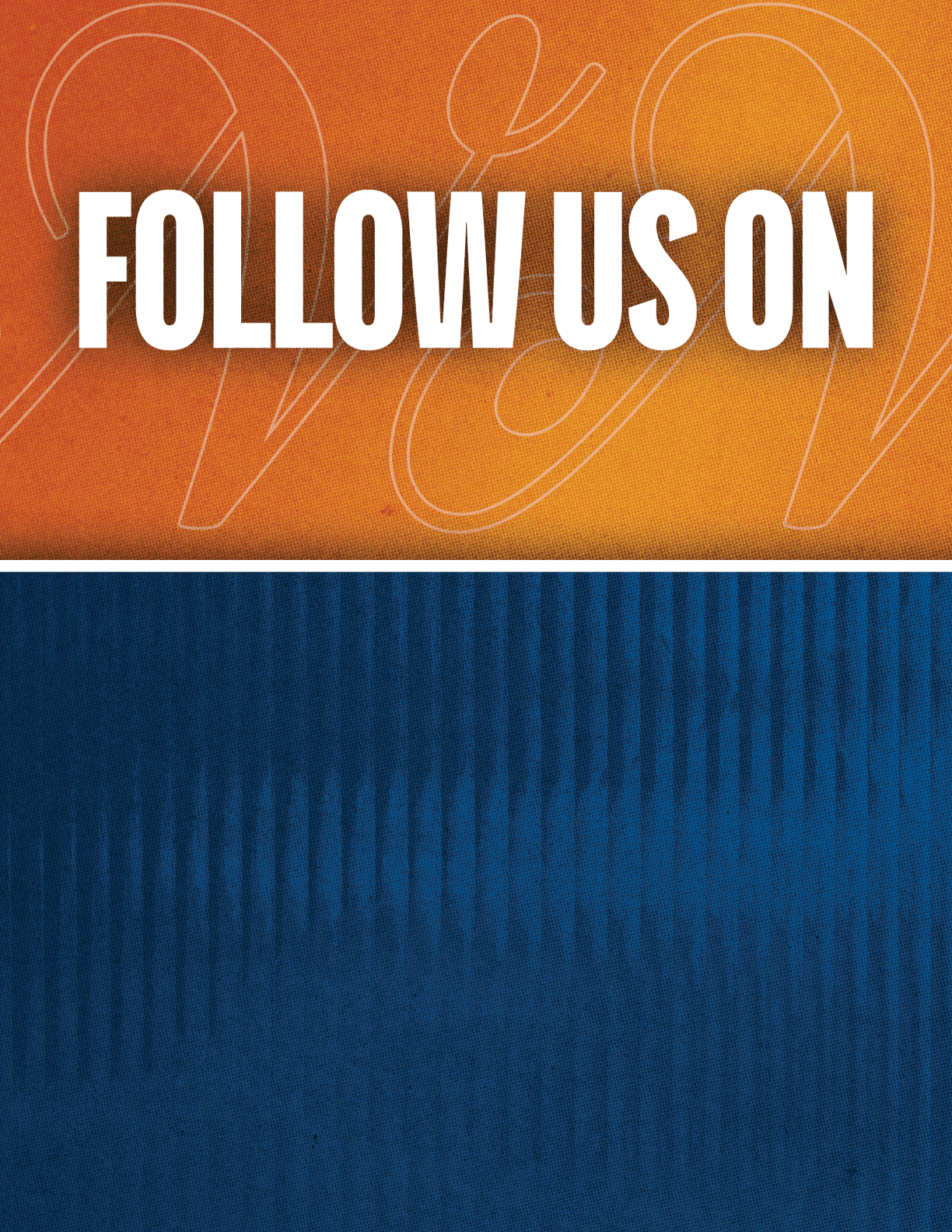 A black and red sign that says Follow Us On. Description generated by AI