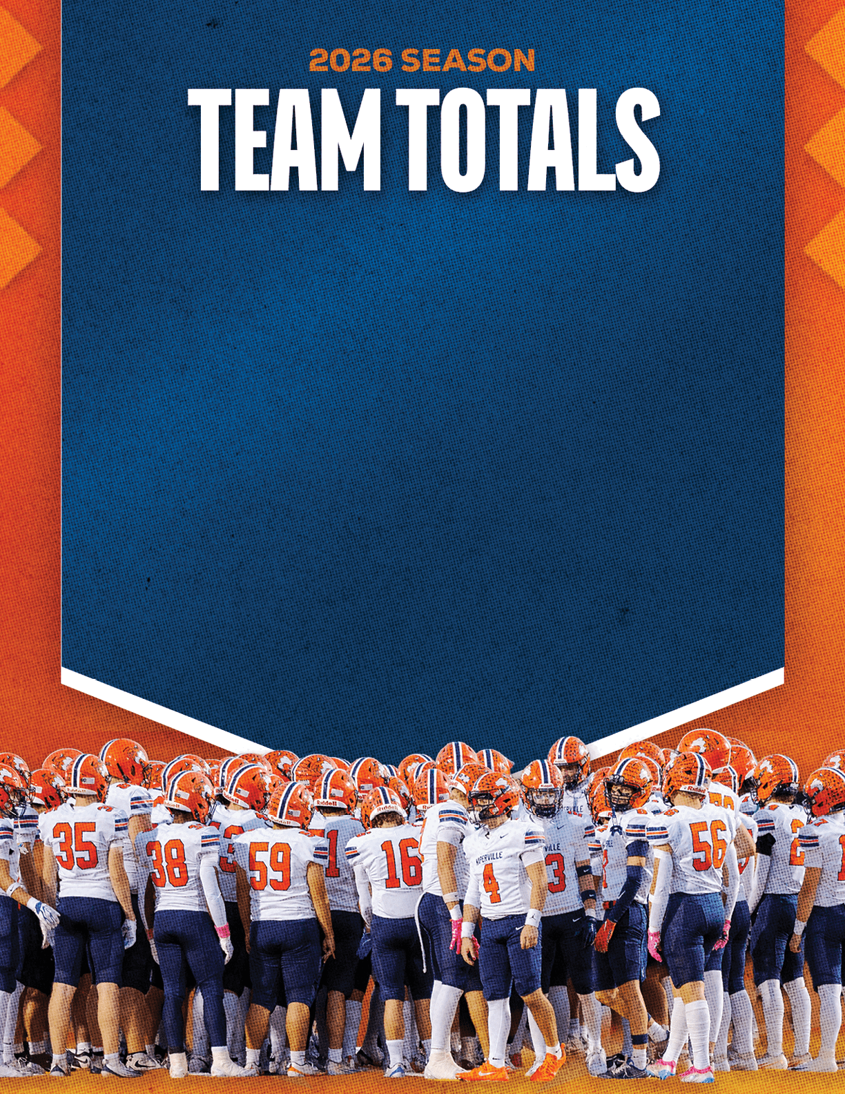 A group of football players standing on the field. Description generated by AI