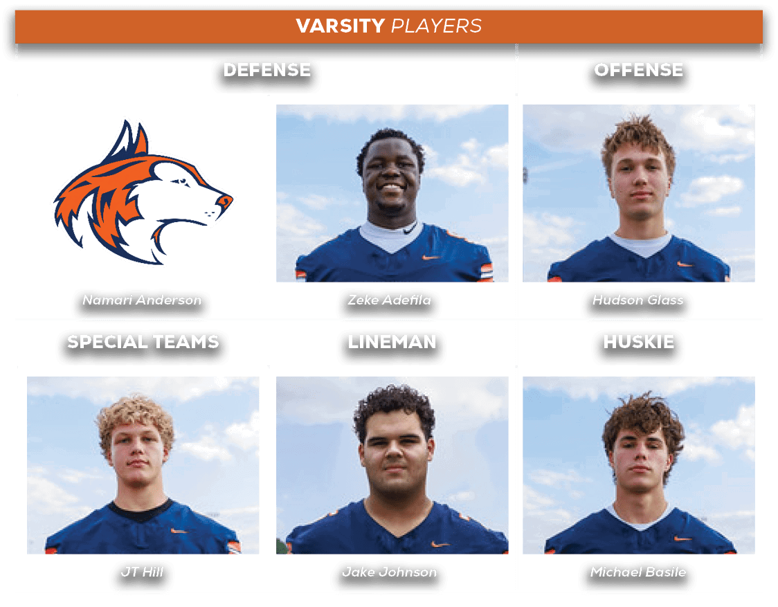 Michael Basile,Jake Johnson,JT Hill,HUSKIE,LINEMAN,SPECIAL TEAM