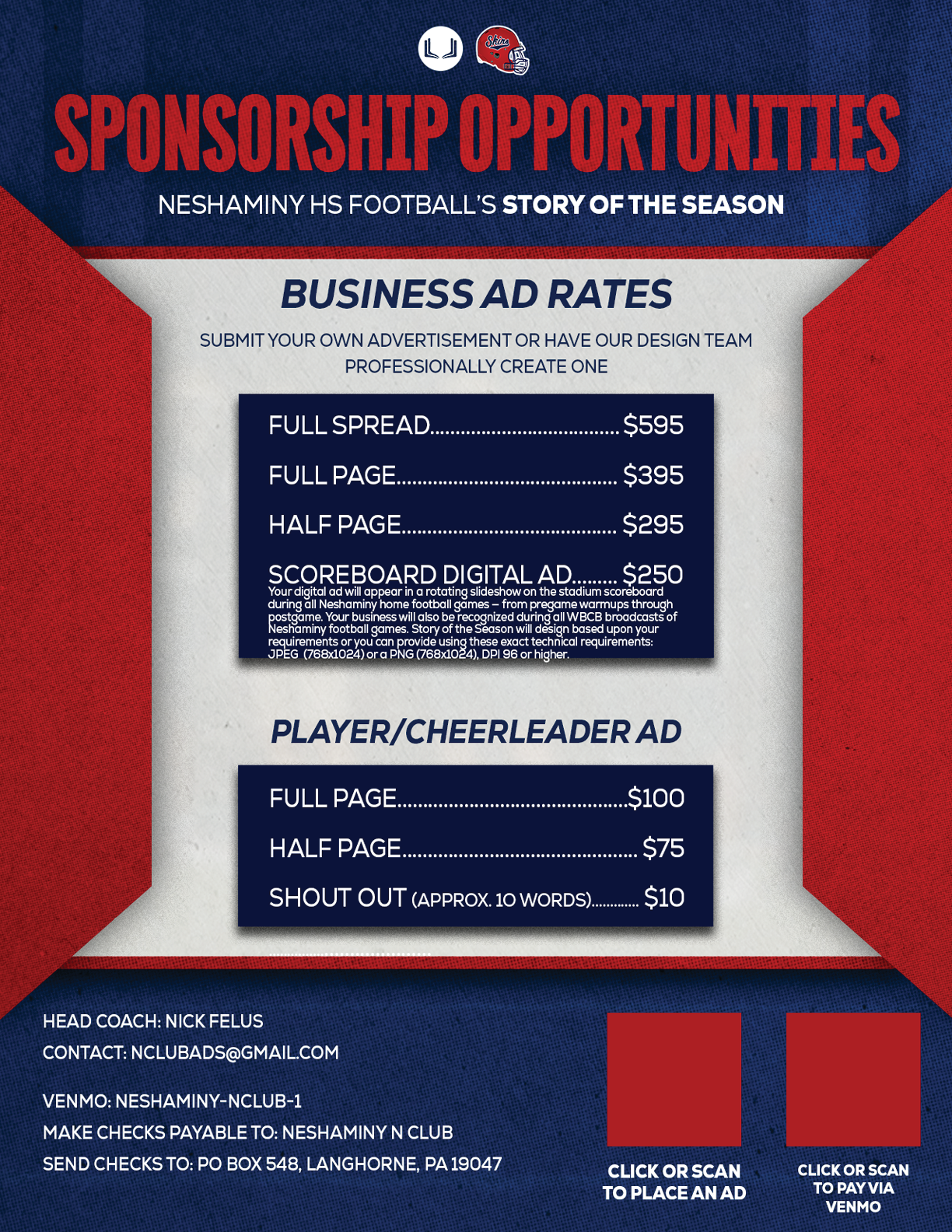 A flyer for sponsorship opportunities. Description generated by AI