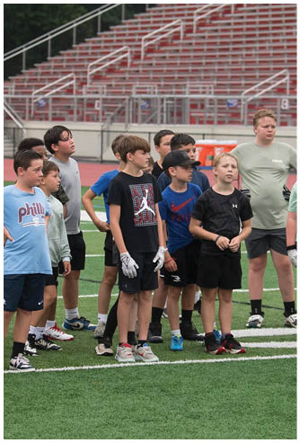 A football game is being played on a field. Description generated by AI