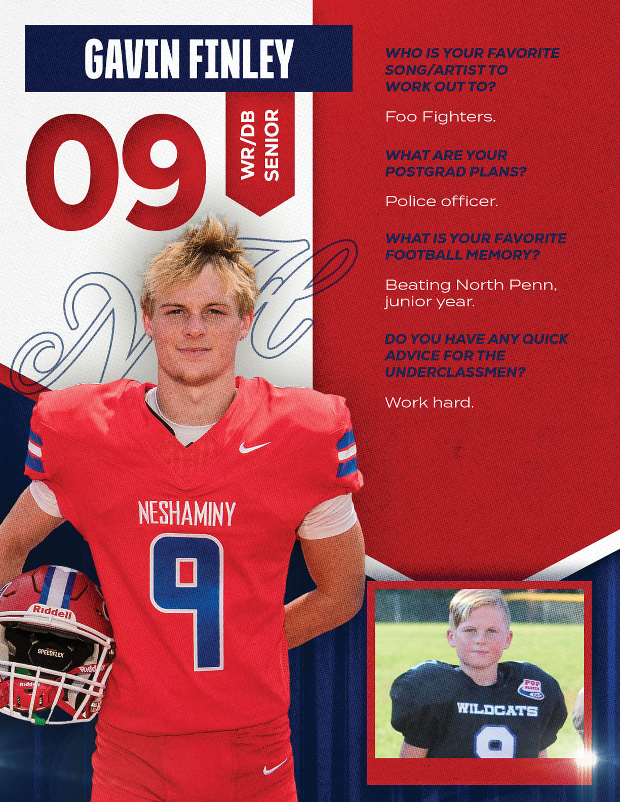 A football player wearing a blue and red jersey with the number 15 on it. Description generated by AI