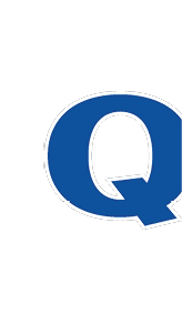 A large blue letter Q on a white background. Description generated by AI