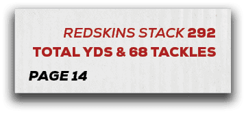 page 14,Redskins stack 292 TOTAL YDS & 68 TACKLES