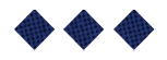 Three dark blue diamond shapes with a subtle checkered pattern are evenly spaced on a white background. Description generated by AI