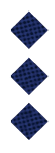 Three dark blue diamond shapes with a subtle checkered pattern are vertically aligned on a white background. Description generated by AI