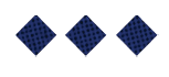 Three dark blue diamond shapes with a subtle checkered pattern are evenly spaced on a white background. Description generated by AI