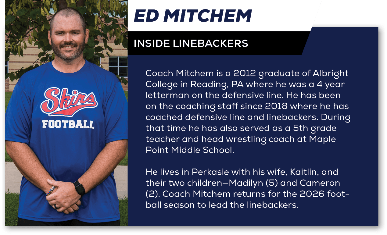Coach Mitchem is a 2012 graduate of Albright College in Reading, PA where he was a 4 year letterman on the defensive ...